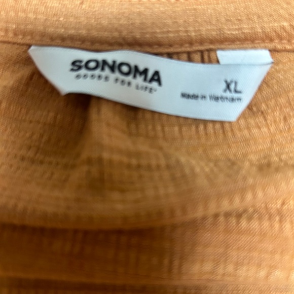 Sonoma Womens Shirt Long Sleeve Tunic Blouse Peach V Neck XL EUC - Picture 4 of 5